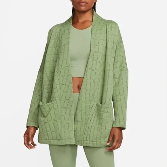 Nike Womens Yoga Therma Fit Jacquard Reversible Oversized Kimono Top XL - Picture 2 of 16